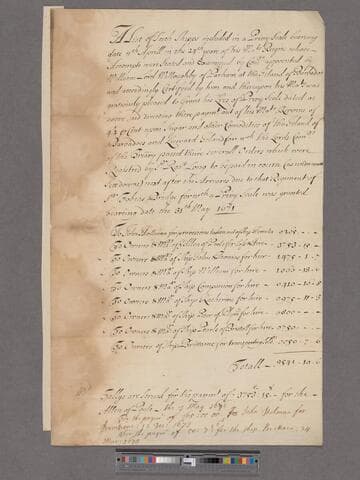 Povey, John. A List of Ships to be Paid out of the Barbados and Leeward Island Revenues