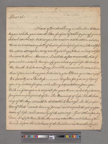 Montagu, Elizabeth (Robinson). Letter to Thomas Lyttleton, 2nd Baron Lyttleton of Frankley