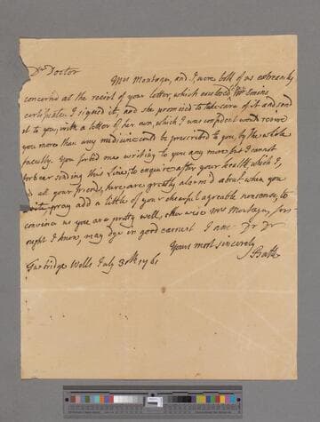 Pulteney, William, Earl of Bath. Letter to Messenger Monsey