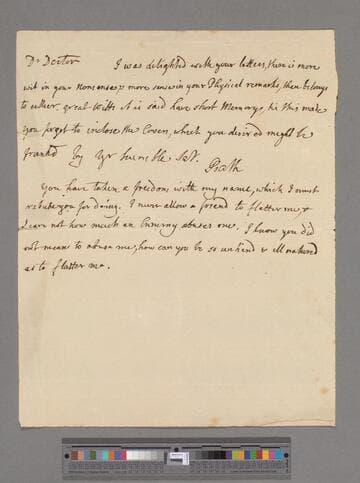 Pulteney, William, Earl of Bath. Letter to Messenger Monsey