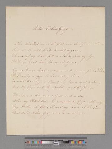 Barnard, Lady Anne (Lindsay). Auld Robin Gray: [a poem in 9 stanzas of 4 lines each]