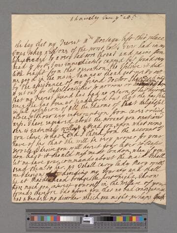 Montagu, Dorothy (Fane), Countess of Sandwich. Letter to Elizabeth (Robinson) Montagu