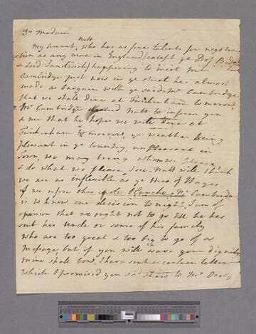 Montagu, Elizabeth (Robinson). Letter to Elizabeth (Vesey) Handcock Vesey