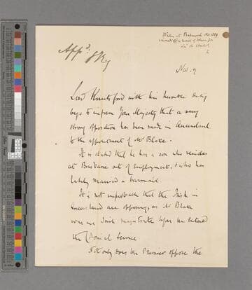 Henry Thurston Holland, 1st Viscount Knutsford. Letter to Victoria, Queen of Great Britain