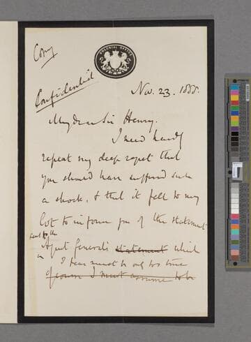 Henry Thurston Holland, 1st Viscount Knutsford. Letter to Sir Henry Arthur Blake