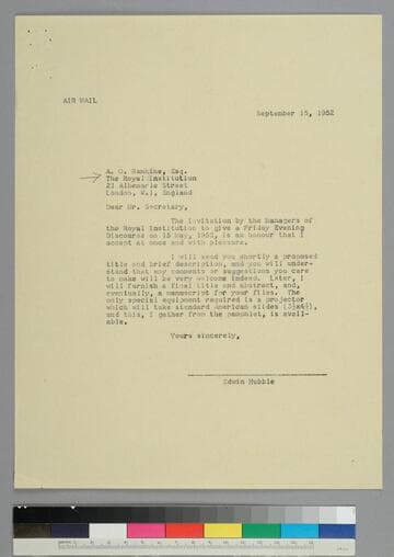 EPH writes to Alexander Rankine