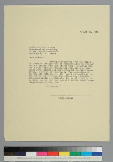 EPH writes to astronomer Otto Struve