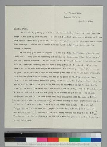 Writer Fryniwyd Tennyson (Jesse) Harwood writes to her friend GBH