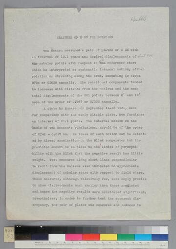 Measures of M33 for Rotation: [An analysis of Van Maanen's rotational measurements]