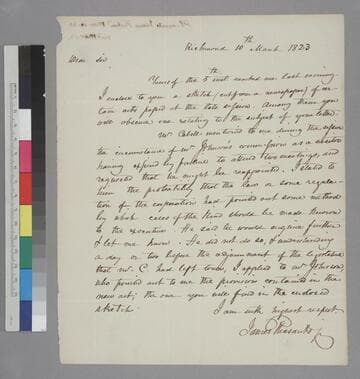 James Pleasants, Richmond, letter to Thomas Jefferson