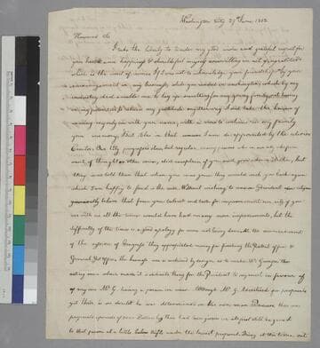 Peter Lenox, Washington, D.C., letter to Thomas Jefferson