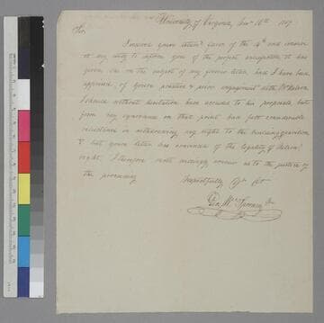 George W. Spooner, University of Virginia, letter to Thomas Jefferson