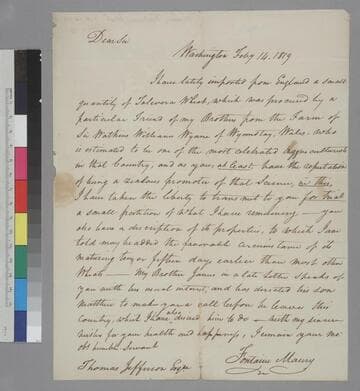 Fontaine Maury, Washington, D.C., letter to Thomas Jefferson