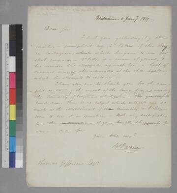 John Patterson, Baltimore, letter to Thomas Jefferson