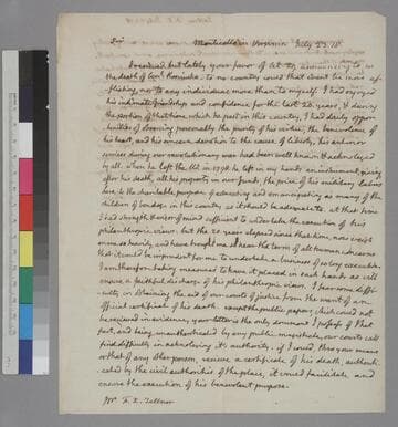 Thomas Jefferson, Monticello, letter to Franz X. Zeltner