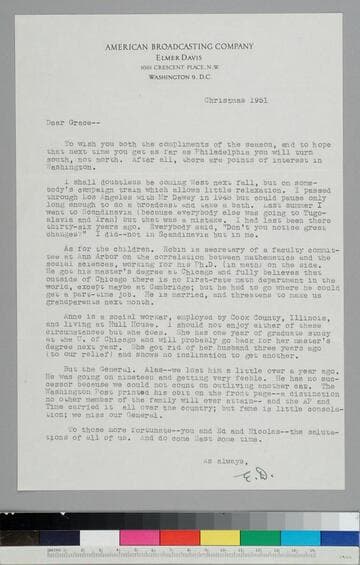 Elmer Davis writes to GBH