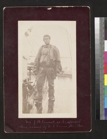 Mr. J.B. Vincent as he appeared when rescued by U.S. Revenue Str. "Bear"