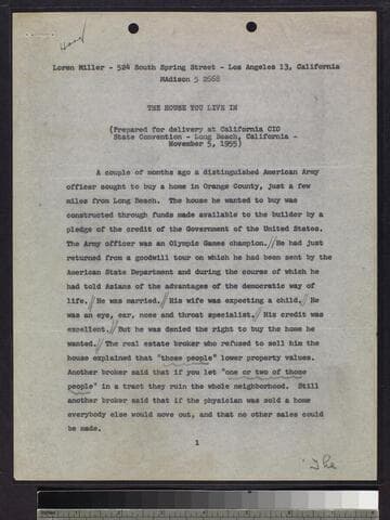 Speech: "The House You Live In"