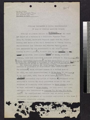 Speech: "Judicial Restraints on Racial Discrimination in Sale of Publicly Assisted Housing"