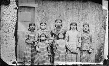 Wichita school girls with Caddo tribe, Indian Territory