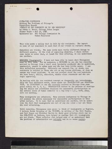 City-Wide Conference Solving the Problem's of Chicago's Population Growth