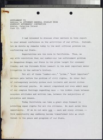 Supplement to Address by Attorney General Mosk, June 19, 1963