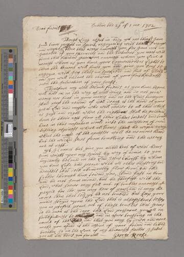 Rooke, George. Letter to "Friends in Scotland"