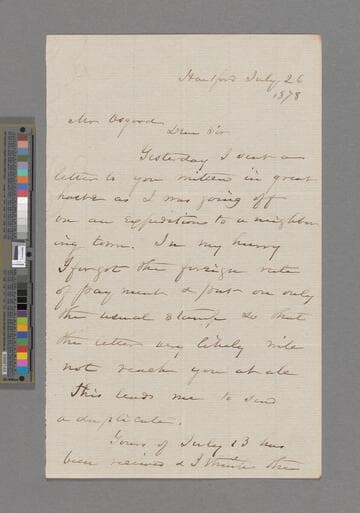 Stowe, Harriet Beecher. Letter to James Ripley Osgood