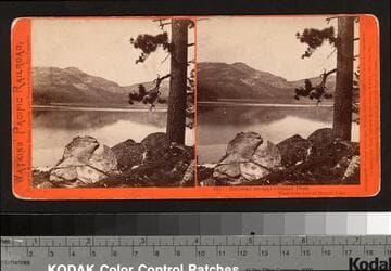 261. Railroad around Crested Peak. View from the foot of Donner Lake