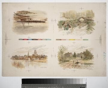 Cambridge on the Charles. ; Charlestown on the Charles. ; Whittier birthplace, Haverhill, Mass. ; A bridge, Newton Lower Falls