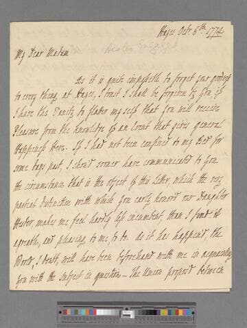 Pitt, Hester (Grenville), Countess of Chatham & suo jure Baroness Chatham. Letter to Elizabeth (Robinson) Montagu