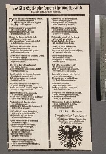 An epitaphe vpon the worthy and honorable lady, the Lady Knowles
