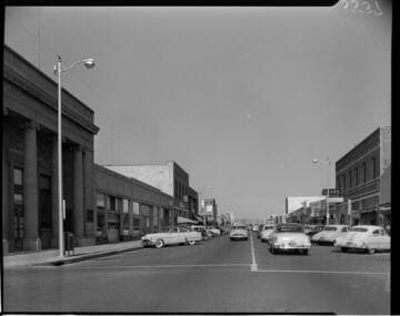 Business street in Santa Paula during the day