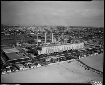 Aerial of Redondo Beach Generating Station with 5 units in place