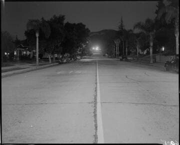 Street lighting in a residential area at night