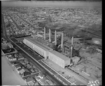 Aerial of Redondo Beach Generating Station with 5 units in place