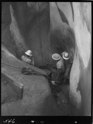 Big Creek - Mammoth Pool - Bottom of cutoff showing hand excavation methods used