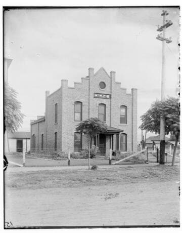 Mount Whitney Power Company's Lindsay Substation as it appeared in 1904 after reconstruction in brick