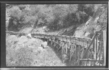 A view of a flume on the side of a mountain at Kaweah #1 Hydro Plant