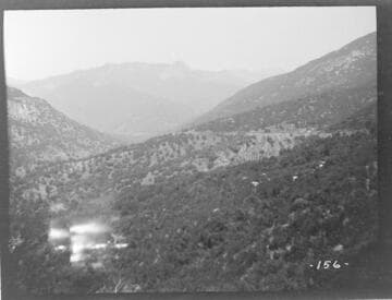 A long distance view of the main conduit line at Kaweah #3 Hydro Plant