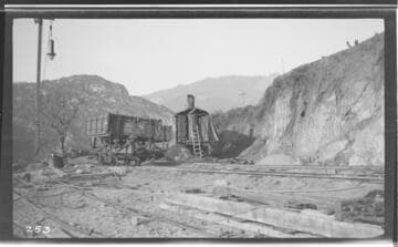 The excavation of the reservoir at Kaweah #3 Hydro Plant