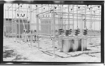 A close view of the outdoor apparatus at Tipton Substation