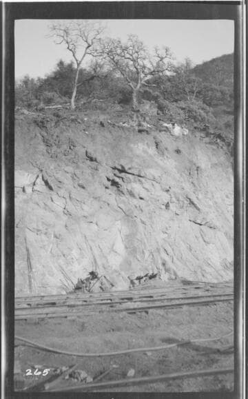 The excavation of the reservoir at Kaweah #3 Hydro Plant