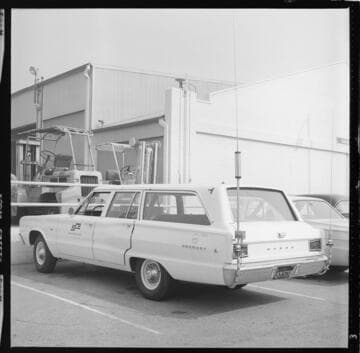 SCE vehicle with radio communication equipment. ; Woman receiving award. ; Shop scenes