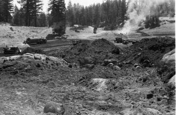 Portal Powerhouse - Forebay - Left: placing impervious blanket material