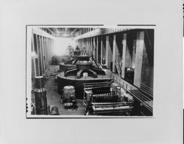 The Arizona Powerhouse at Hoover Dam, showing installation in 1943 of Unit No