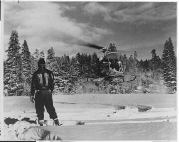 By the mid-fifties, helicopters were being used by the Edison Company to carry snow surveyors into the back country