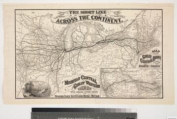 The short line across the continent. : Map of the great central route between the Atlantic and Pacific : Michigan Central and Great Western Railways