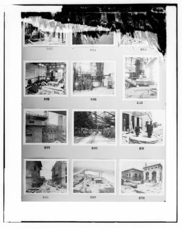 This is a multi-image negative that depicts construction of Long Beach Steam Plant. Undamaged images included on the plate are copies of original negatives: 02 - 00561; 02