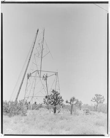 Boulder-Chino Transmission Line (2nd) - Erecting tower with Byer's Crane